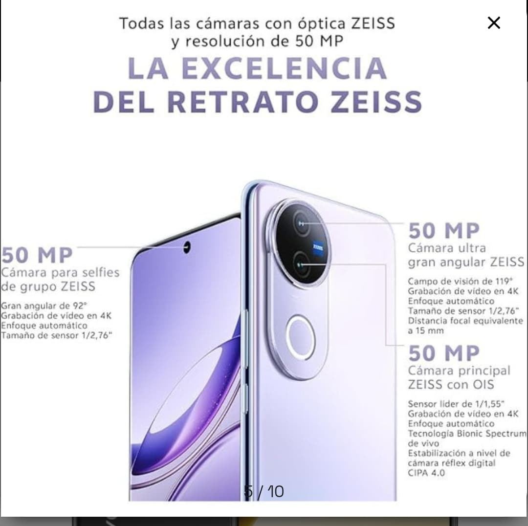 Vivo V50 5G 12GB/ 512GB Negro - Imagen 3